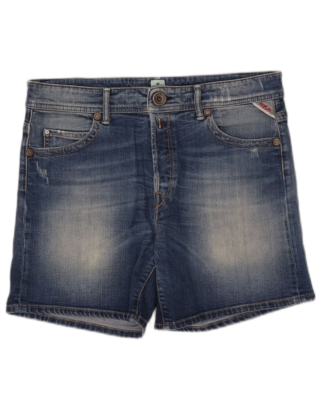Damskie spodenki jeansowe Replay W28 Średnioniebieskie bawełniane