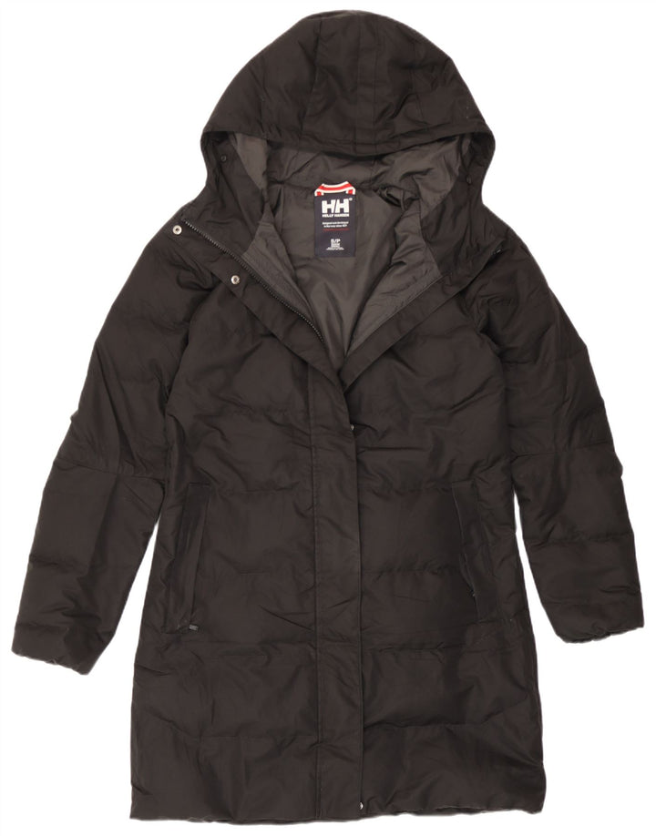 Damski ocieplany płaszcz z kapturem Helly Hansen UK 10, mały, czarny poliester
