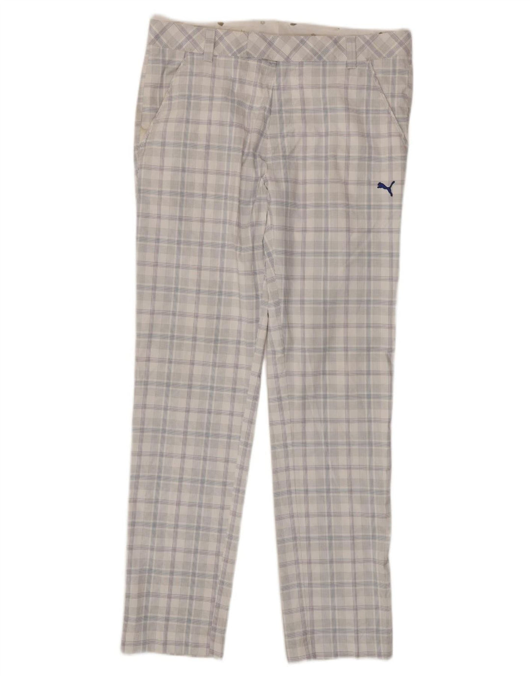 Męskie spodnie typu slim chino PUMA W34 L34, poliester w białą kratkę