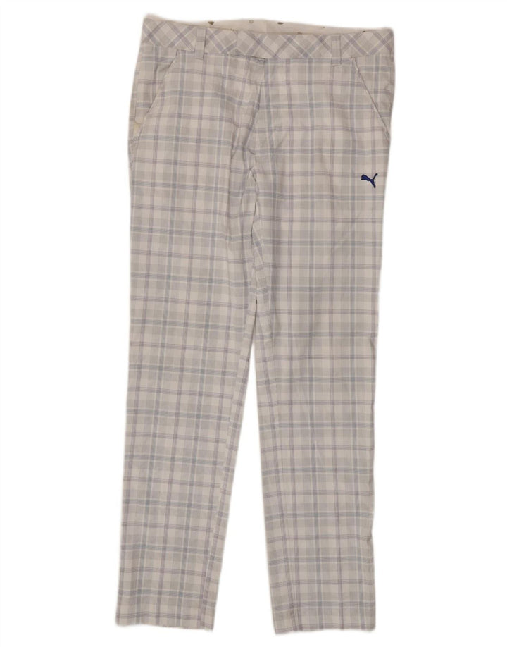 Męskie spodnie typu slim chino PUMA W34 L34, poliester w białą kratkę