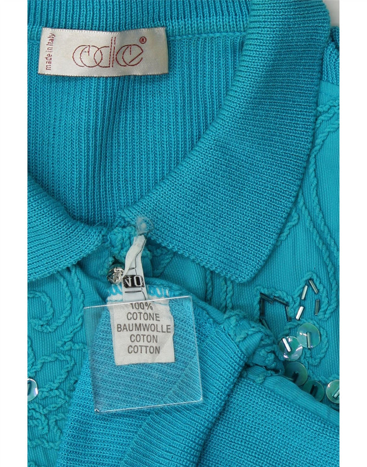 CODICE Womens Oversized Cardigan Sweater IT 40 Small Turquoise Cotton Vintage Codice and Second-Hand Codice from Messina Hembry 