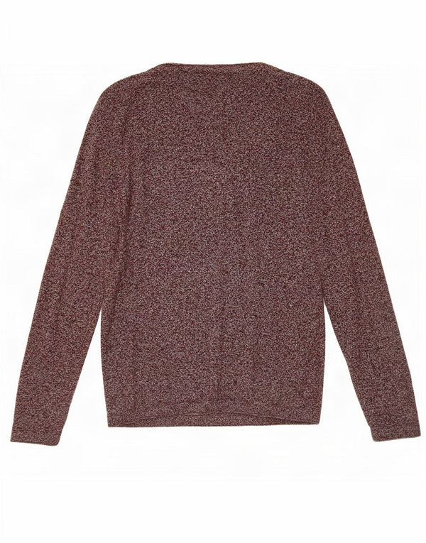 Męski sweter Zara z dekoltem w łódkę, duży, bordowy, bawełniany w plamki