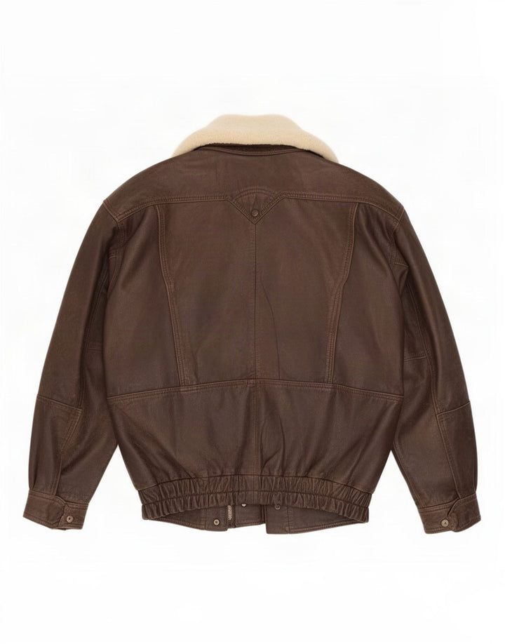 Vintage męska skórzana kurtka Shearling IT 48 średni brąz