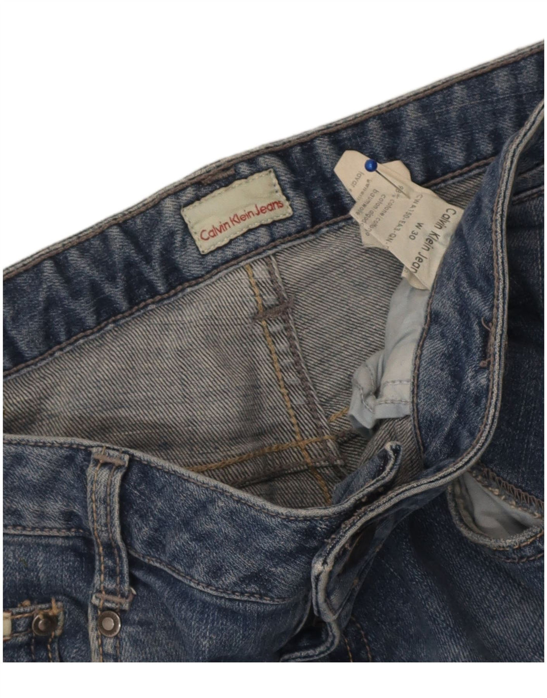 Damskie jeansy Calvin Klein w trudnej sytuacji W30 L33, niebieska bawełna