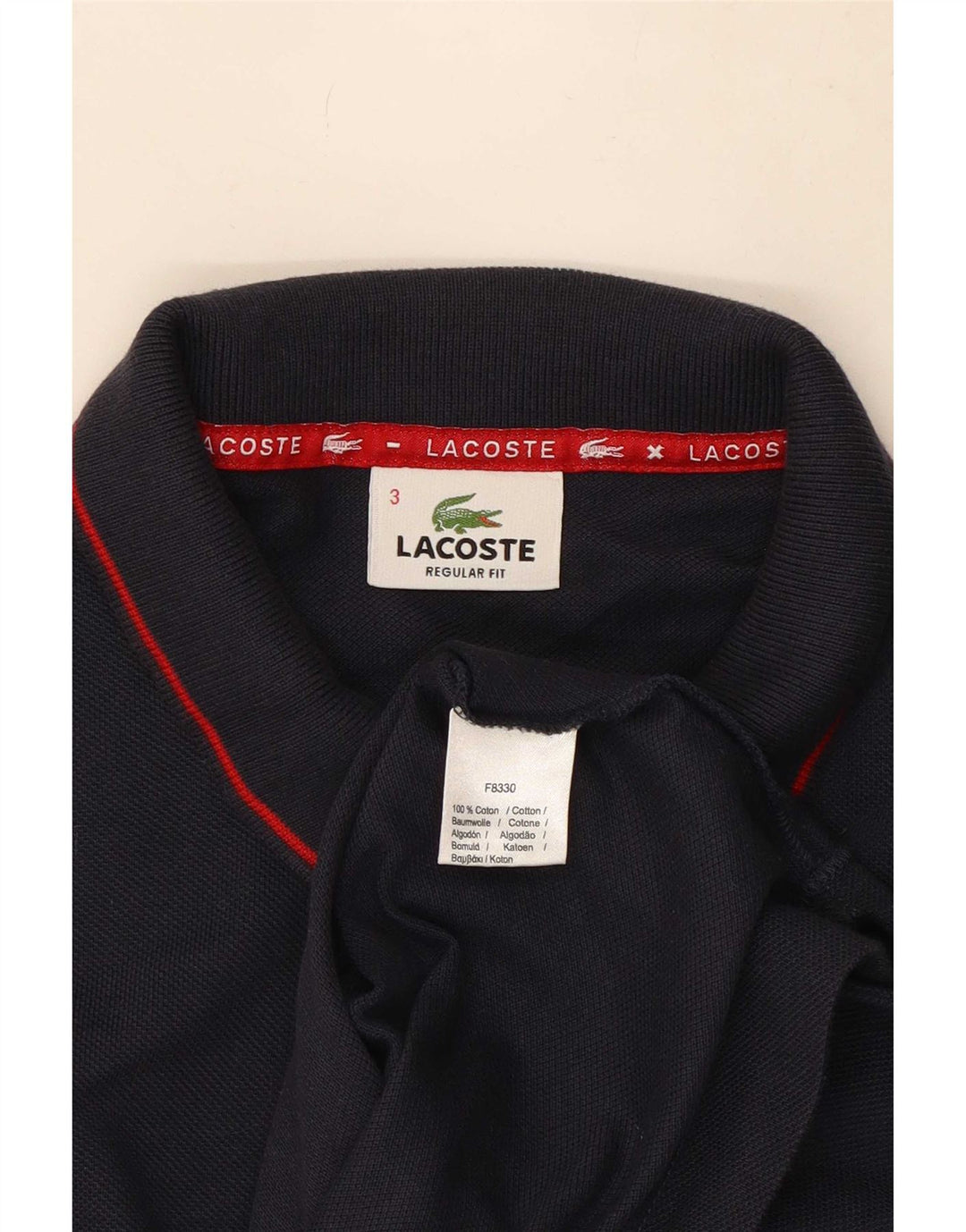 Męska koszulka polo Lacoste o regularnym kroju, rozmiar 3, mała, granatowa, bawełniana