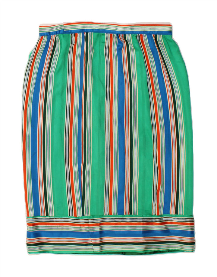VINTAGE Womens Midi Skirt W30 Medium Green Striped Vintage Vintage and Second-Hand Vintage from Messina Hembry 