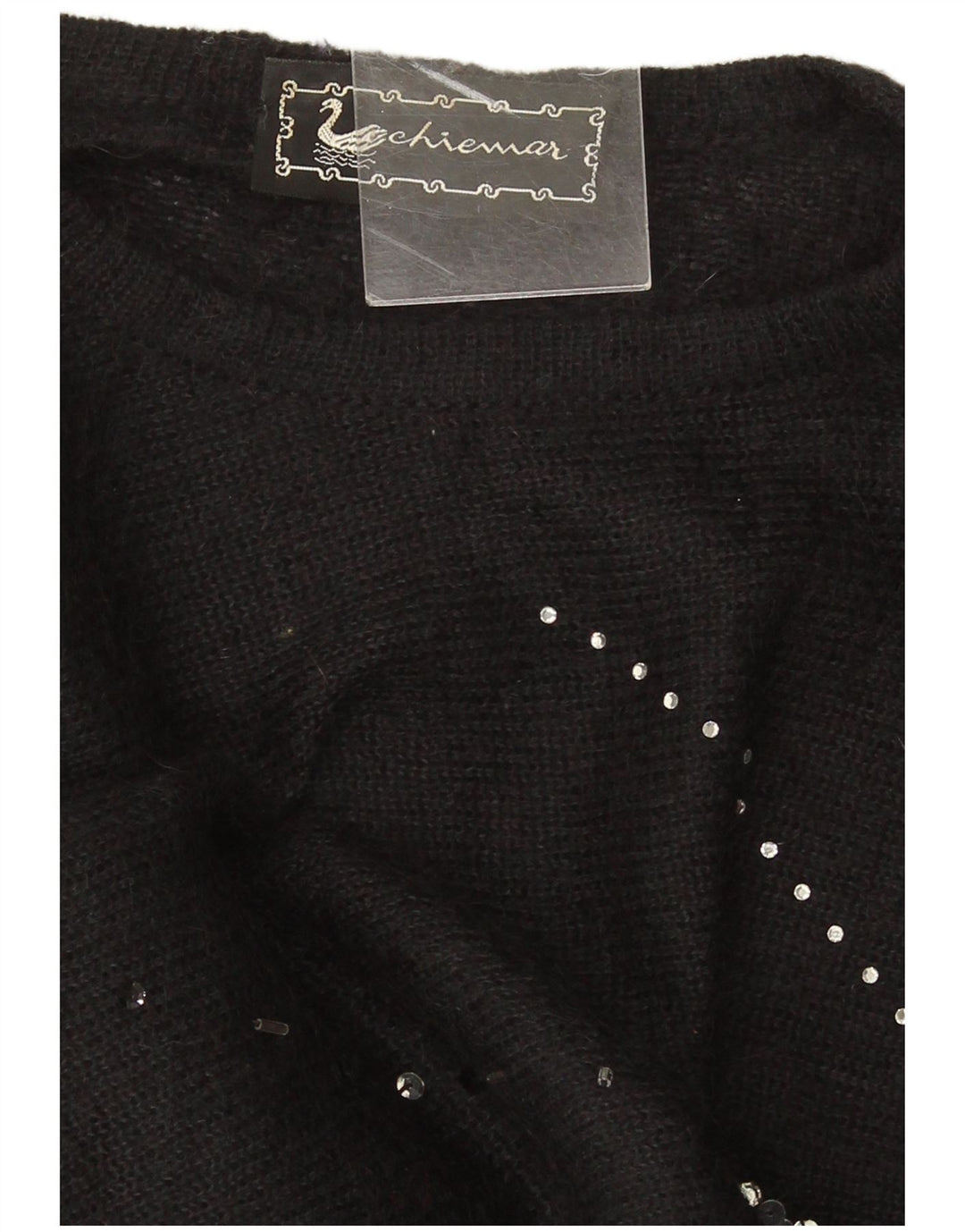 Vintage damski sweter oversize z okrągłym dekoltem IT 46, duży czarny