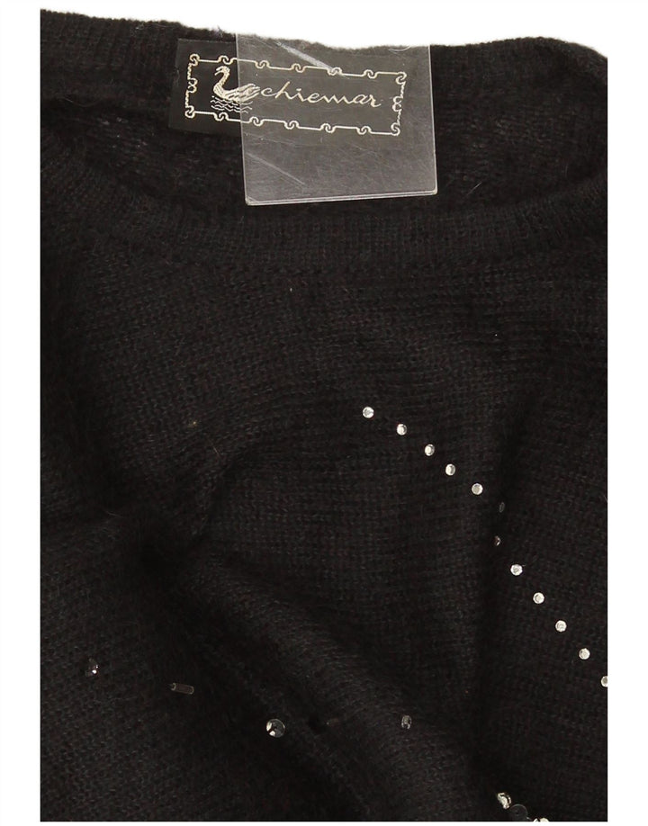 Vintage damski sweter oversize z okrągłym dekoltem IT 46, duży czarny
