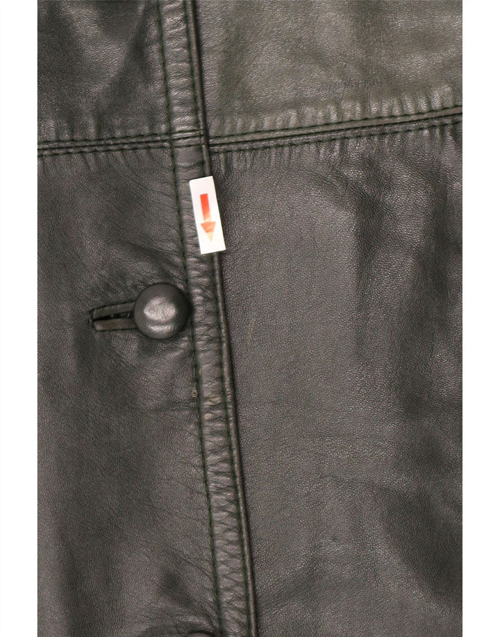 Vintage damski płaszcz skórzany UK 14 średni zielony