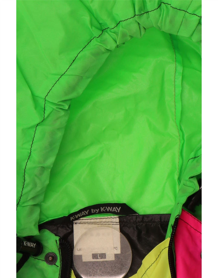 Męska kurtka Anorak z kapturem K-WAY UK 40, duża, czarna, z blokami kolorów, poliamid