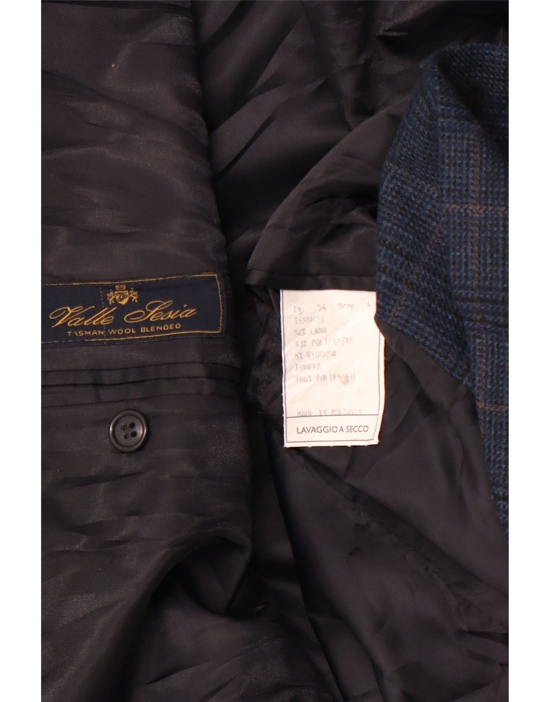 Męska marynarka zapinana na 3 guziki VALLE LESIA IT 54 2XL Granatowa pepitka