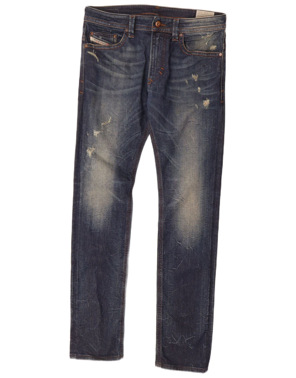 Diesel Męskie Thavar Distressed Slim Skinny Jeans W31 L32 Niebieskie bawełniane