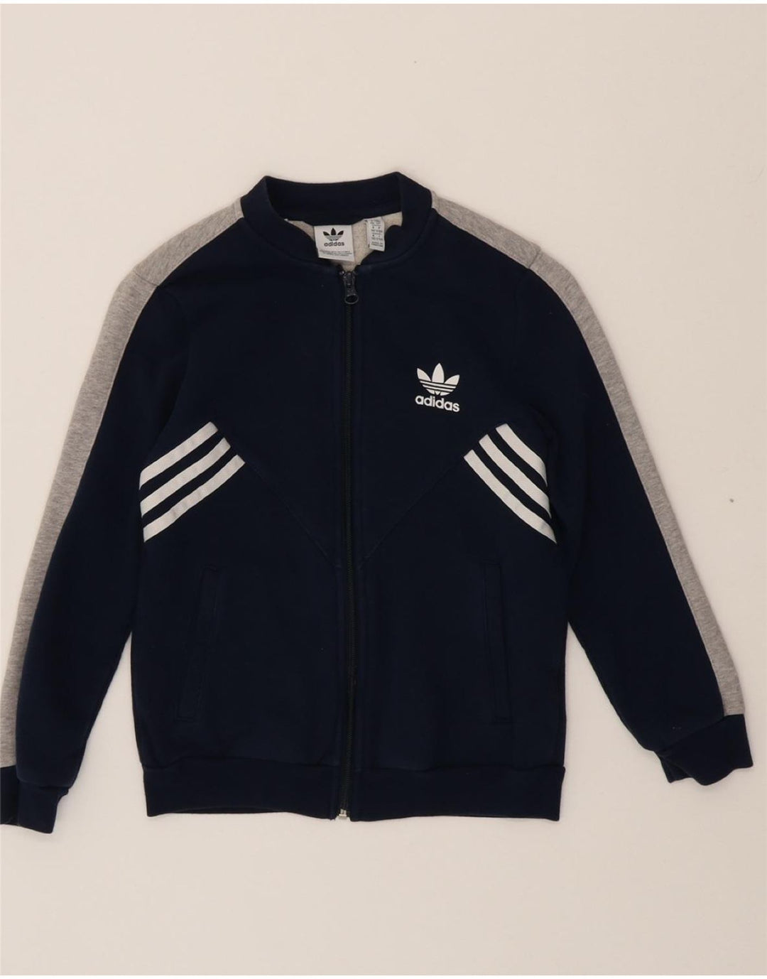 ADIDAS Boys Tracksuit Top Jacket 9-10 Years Navy Blue Colourblock Vintage Adidas and Second-Hand Adidas from Messina Hembry 