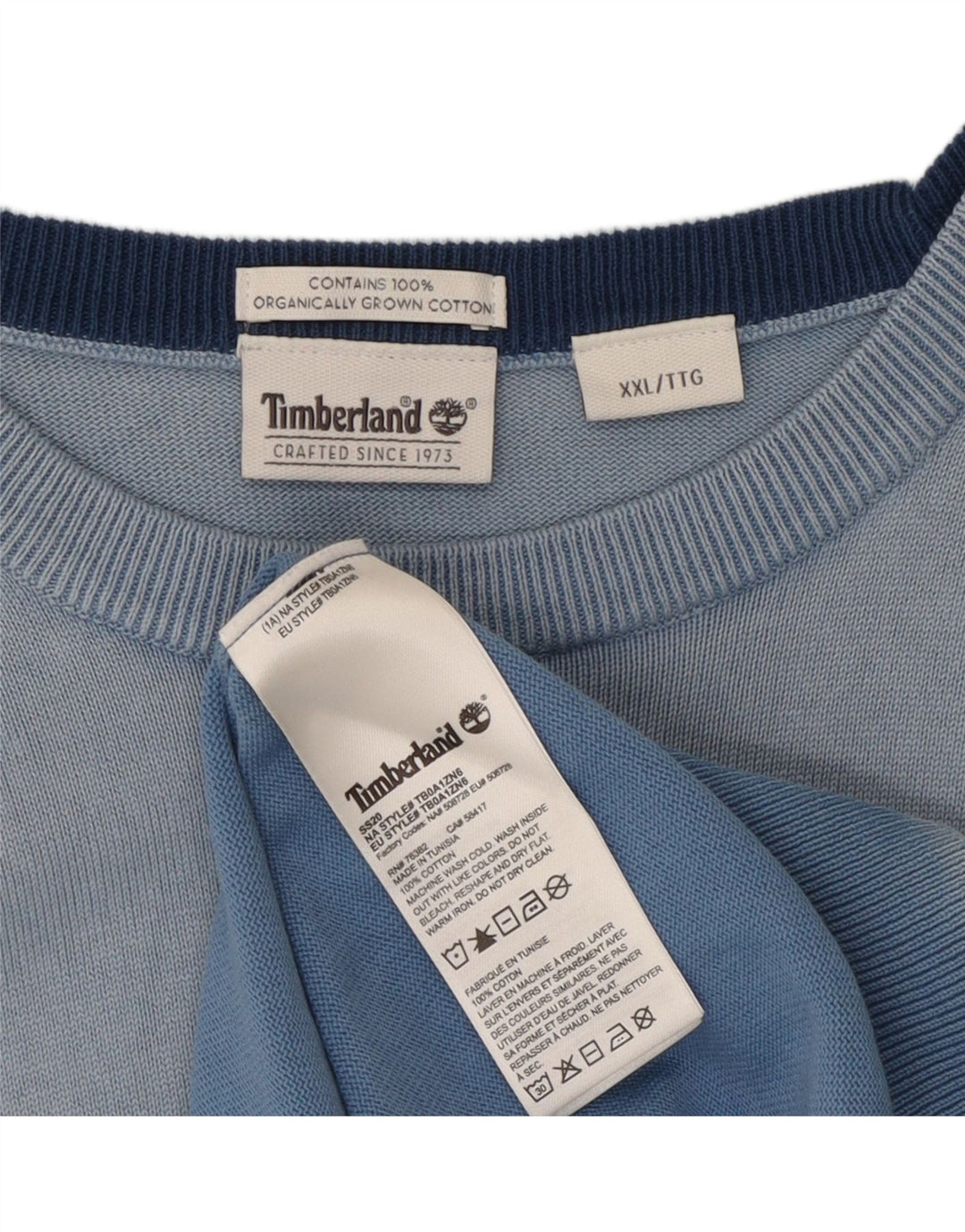 Męski sweter Timberland z okrągłym dekoltem 2XL, niebieska bawełna