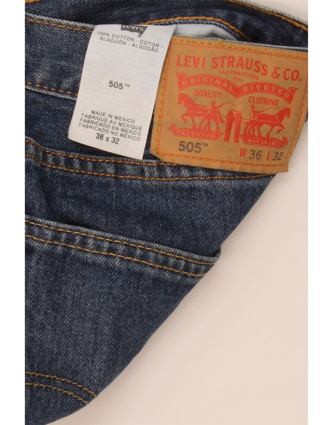 Męskie jeansy Levi's 505 Straight W36 L32 Niebieskie bawełniane