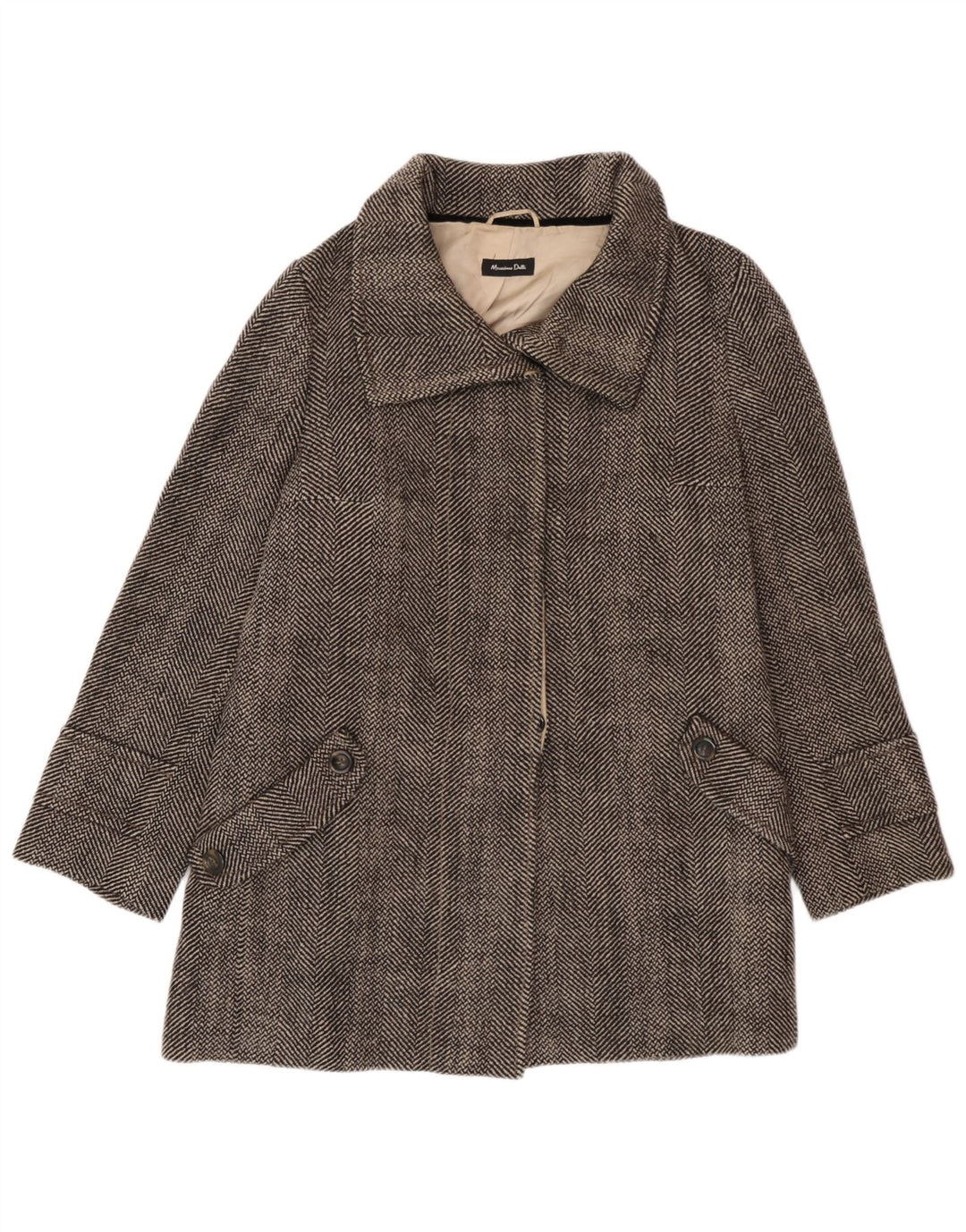 Płaszcz damski Massimo Dutti EU 42, duży, szary, wełniany w jodełkę
