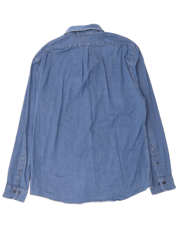 BROOKS BROTHERS Mens Regent Fit Denim Shirt Large Blue Cotton