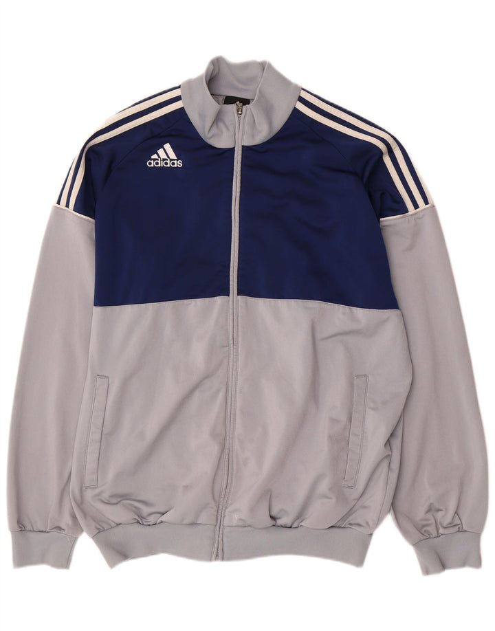 Adidas Męska bluza dresowa UK 44/46 Duży szary poliester z blokami kolorów