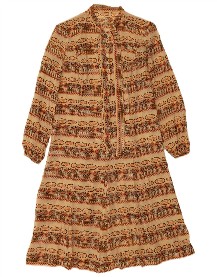 Vintage damska sukienka o linii A UK 12 Średnia wielobarwna Fair Isle