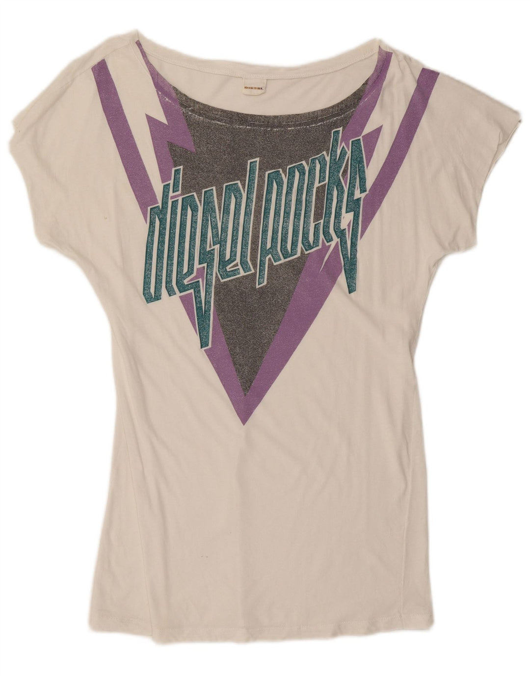 Damska koszulka z grafiką DIESEL Top UK 10, mała, biała