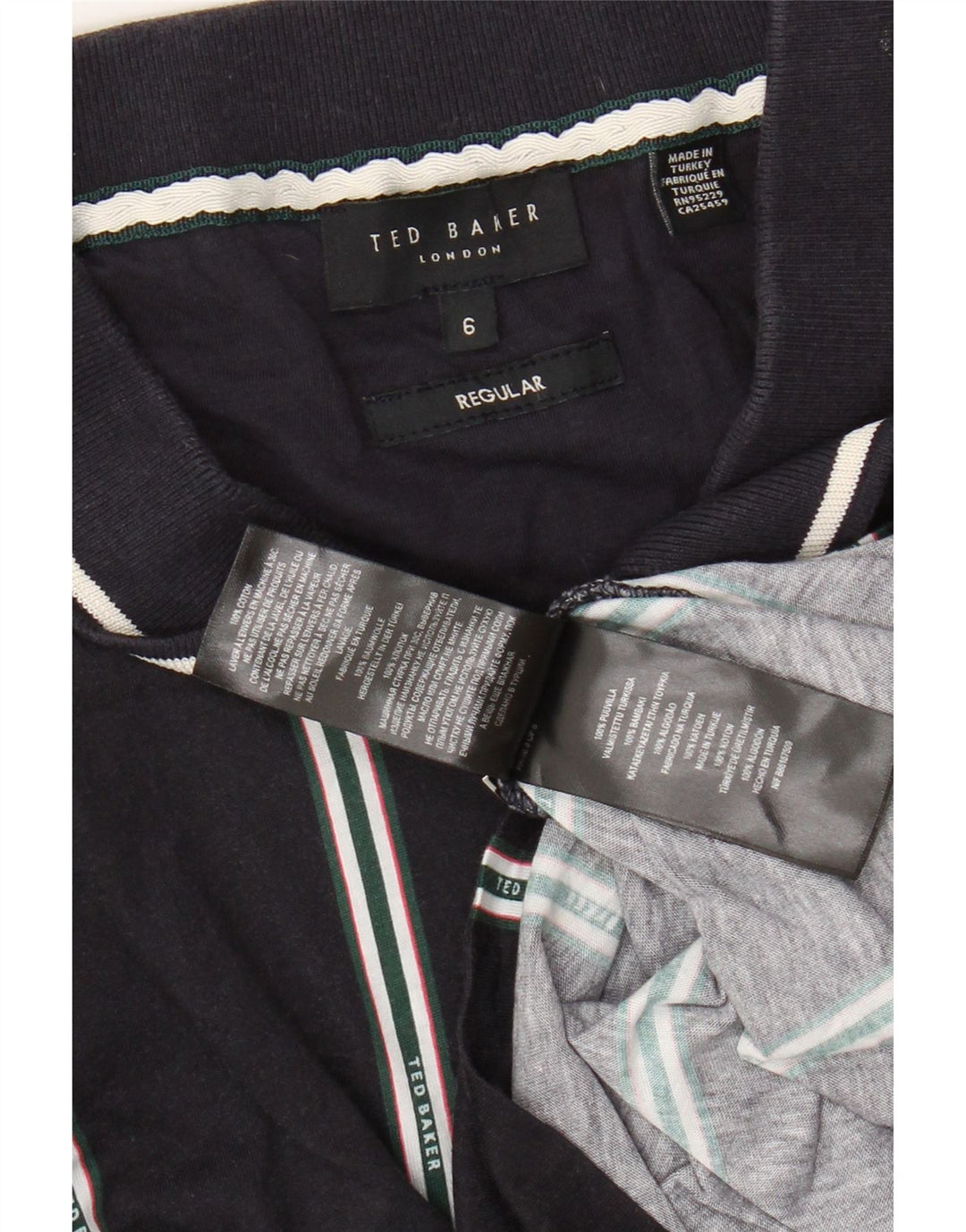Męska koszulka polo TED BAKER z regularnym zamkiem, rozmiar 6 2XL, granatowa w paski