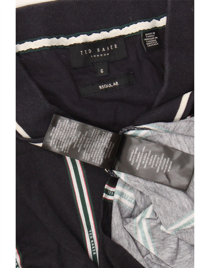Męska koszulka polo TED BAKER z regularnym zamkiem, rozmiar 6 2XL, granatowa w paski