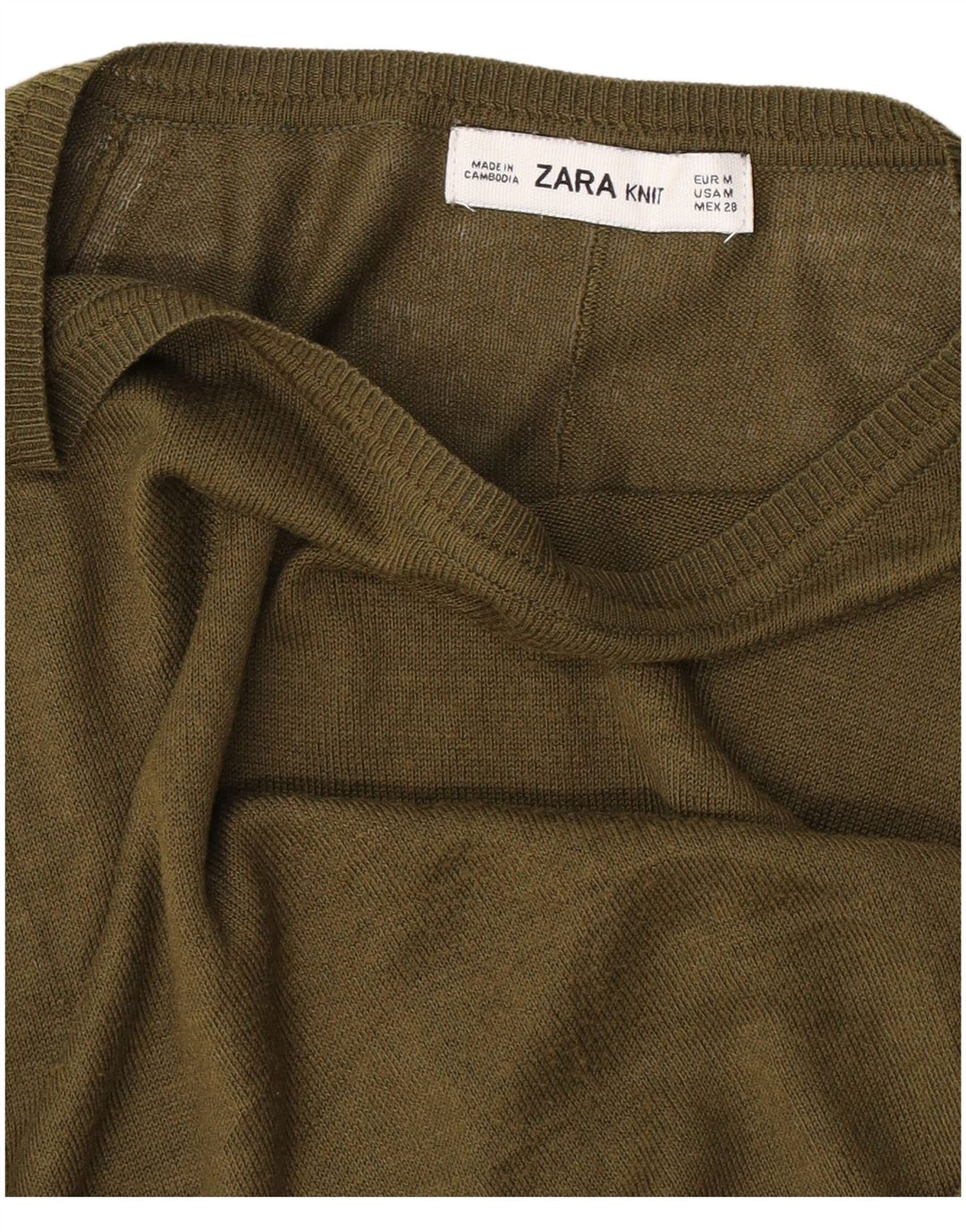 Sweter damski Zara z dekoltem w łódkę UK 14, średni khaki