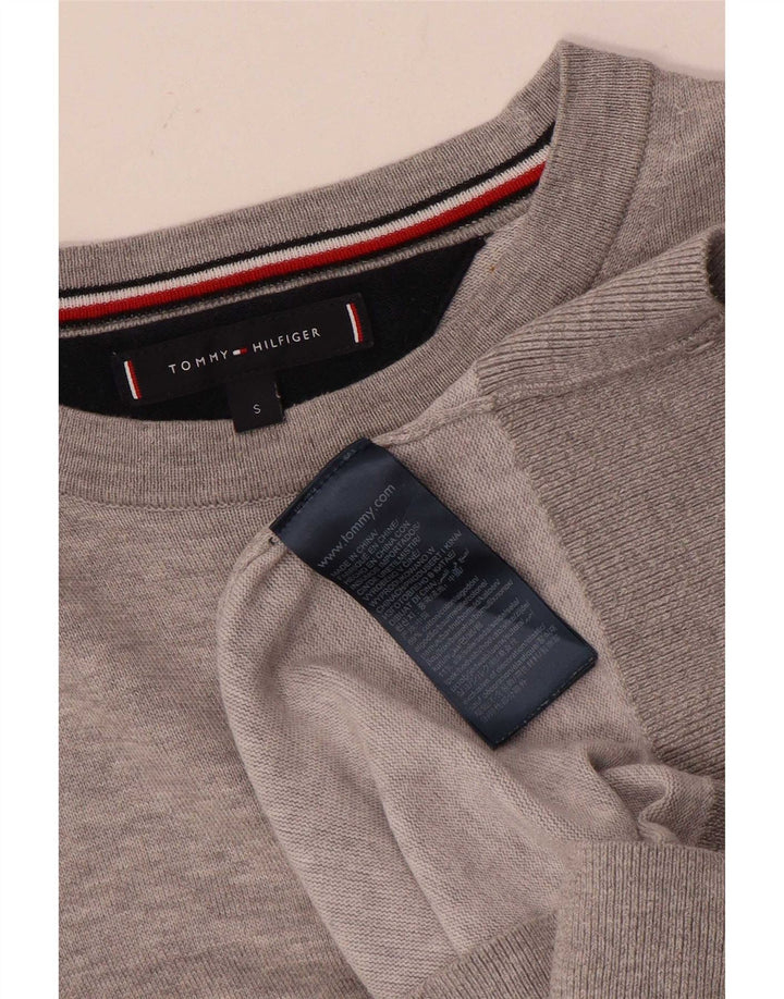 Męski sweter z dekoltem w łódkę Tommy Hilfiger, mały, szary, bawełniany