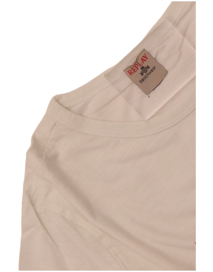 Męski T-shirt z grafiką Replay, mały, biały
