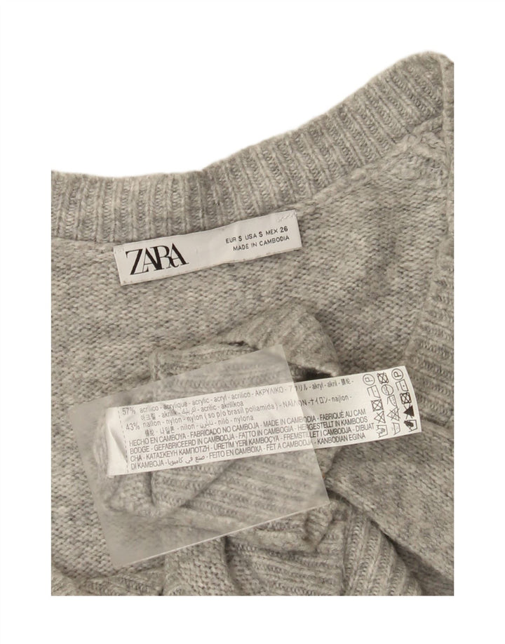 Sweter damski Zara Oversize z dekoltem w kształcie litery V, UK 10, mały, szary, nakrapiany