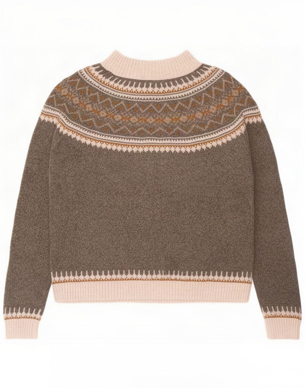 Damski sweter z golfem Fat Face UK 18 XL Szary Fair Isle Cotton