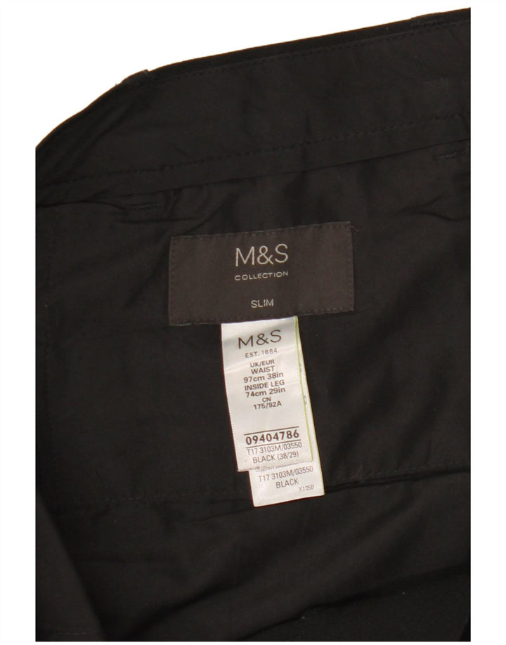 Marks & Spencer Męskie spodnie typu chino W38 L29 Czarny poliester