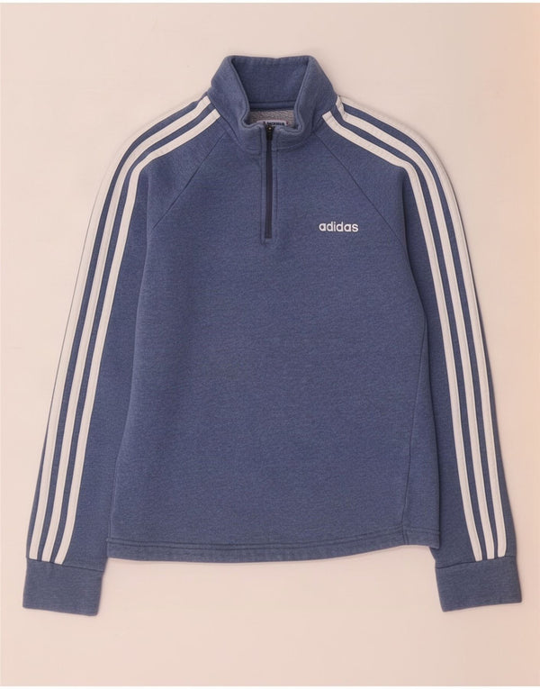 Damska bluza Adidas Loose Fit Zip Neck Sweter UK 4/6 XS Niebieska bawełna