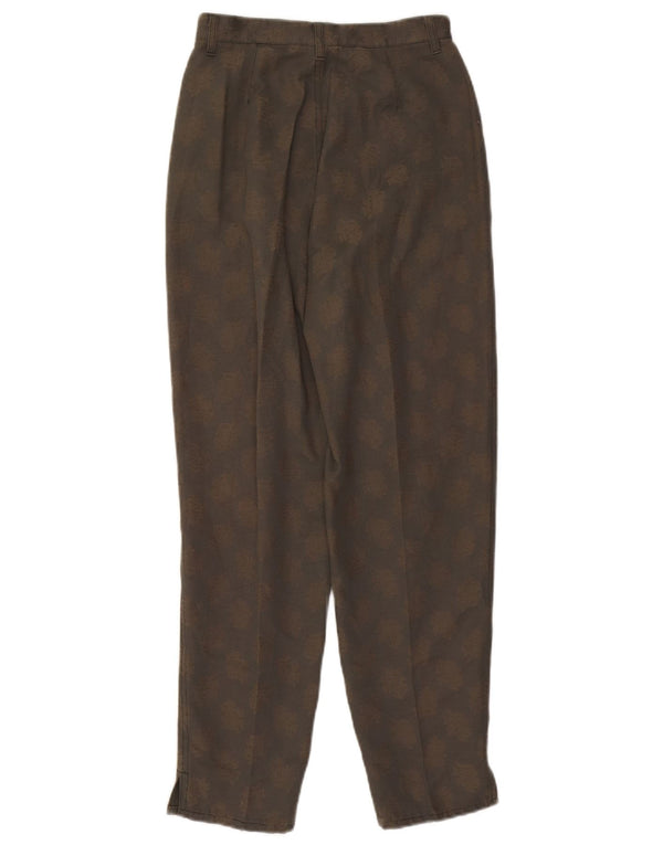 Damskie spodnie typu casual z wysokim stanem Benetton IT 40 Small W26 L27 Brązowe kwiaty