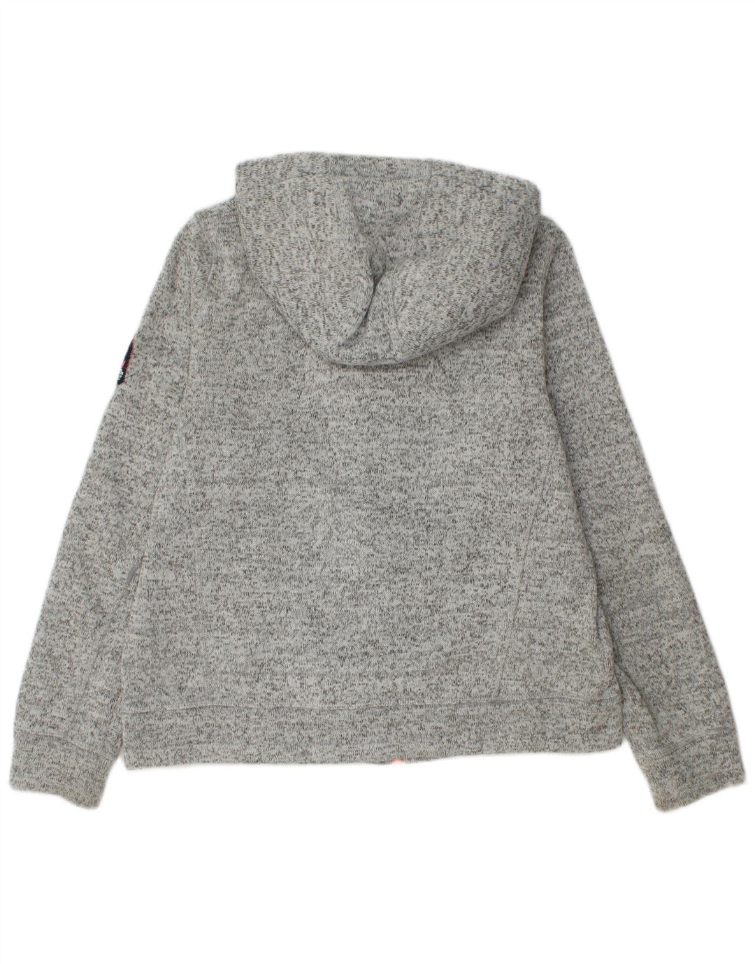 Damski sweter z kapturem i zamkiem Superdry UK 16, duży, szary, nakrapiany poliester