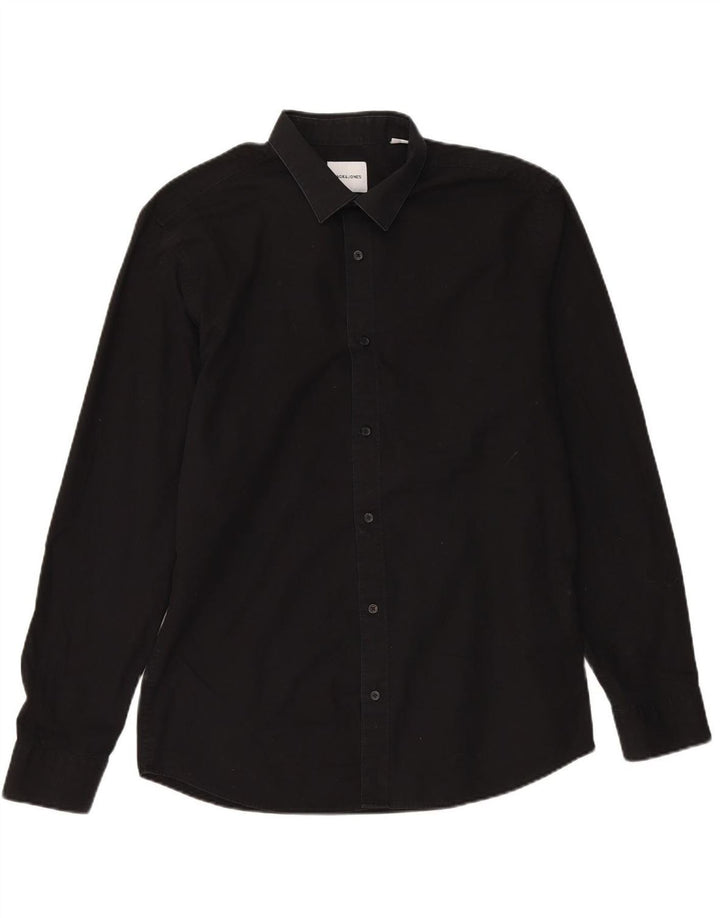 JACK & JONES Mens Shirt Large Black Cotton