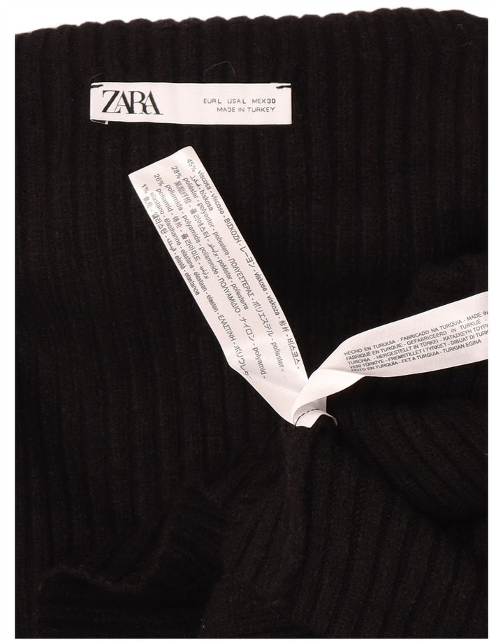 Damski sweter Zara Crop Oversize z golfem UK 16, duży, czarny