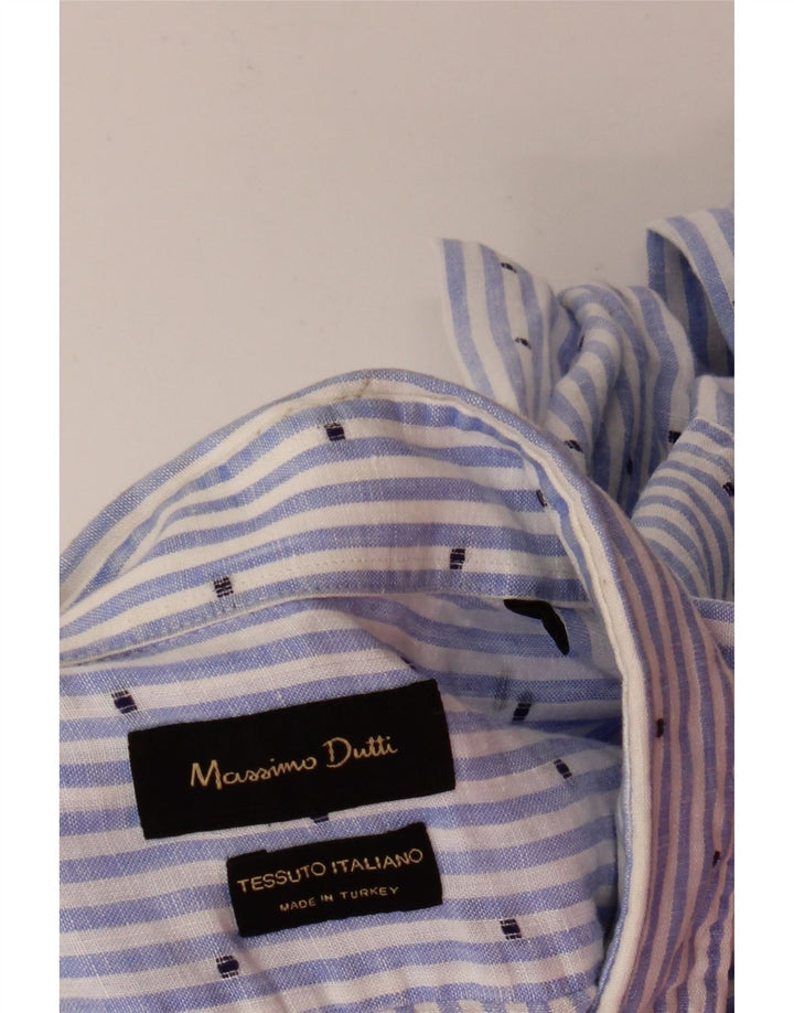 MASSIMO DUTTI Mens Shirt Medium Blue Pinstripe Vintage Massimo Dutti and Second-Hand Massimo Dutti from Messina Hembry 