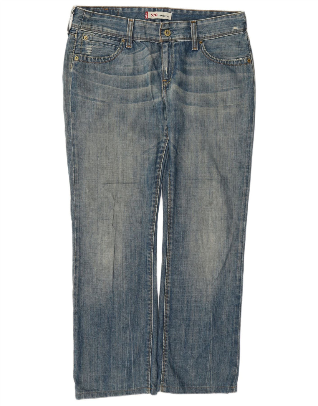 Damskie jeansy Levi's 570 w trudnej sytuacji W32 L28 Niebieska bawełna