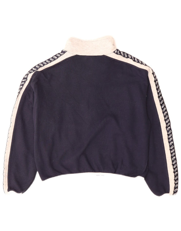 Asics Womens Graphic Tracksuit Top Jacket UK 10 Small Navy Blue Colourblock