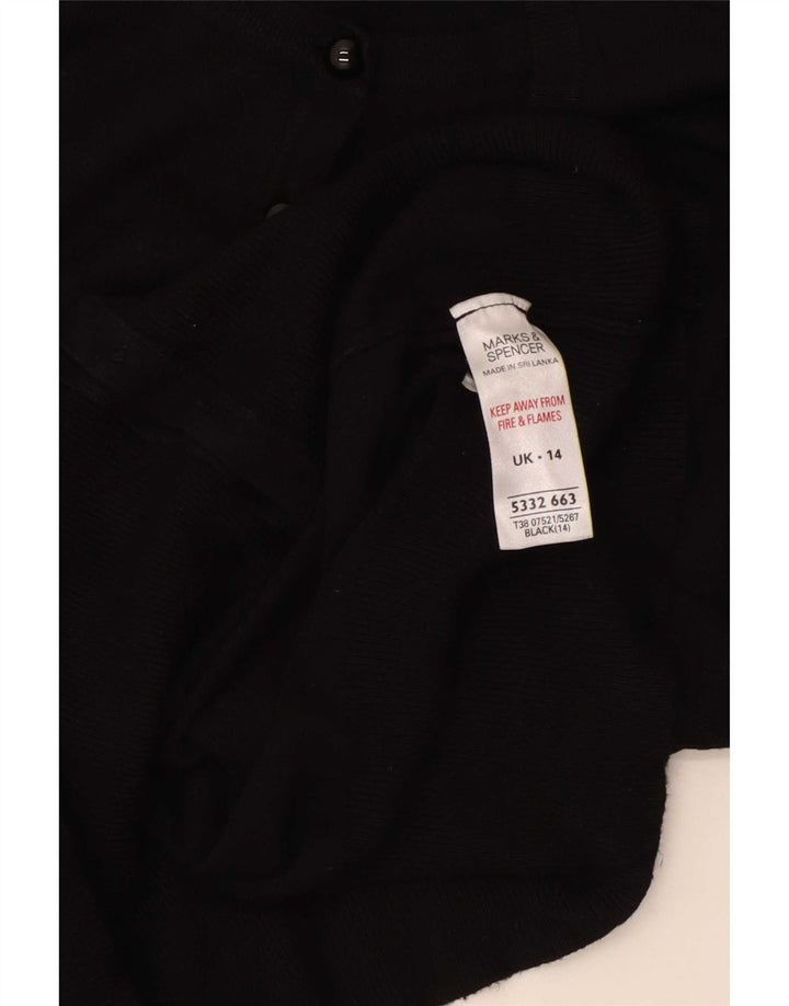 Marks & Spencer Krótki sweter damski UK 14 Średni czarny wiskoza