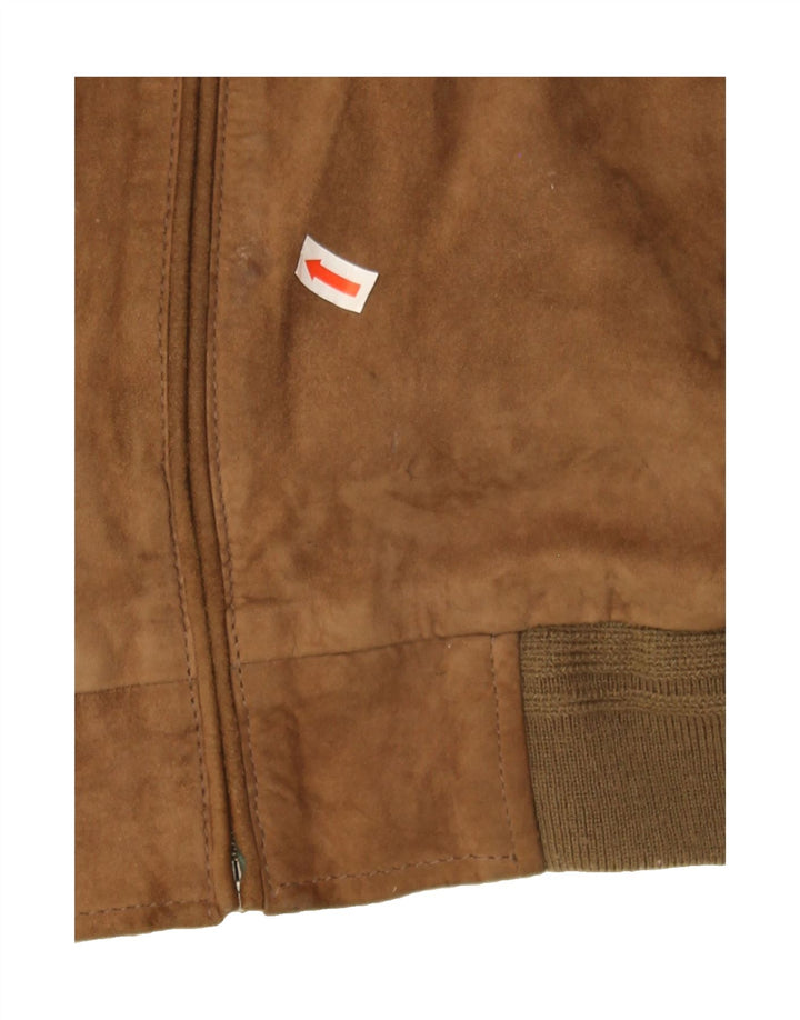 ITALLO Mens Suede Bomber Jacket IT 52 XL Brown Leather Vintage Itallo and Second-Hand Itallo from Messina Hembry 