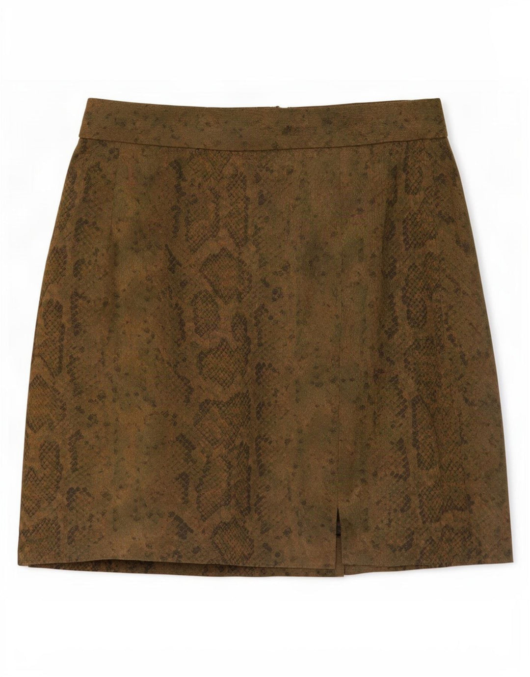 Damska spódniczka mini w stylu vintage IT 44 Medium W27 Khaki Zwierzęcy nadruk