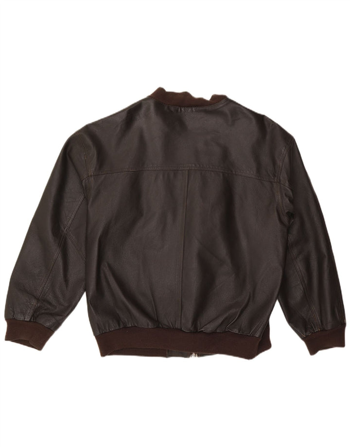 Męska kurtka skórzana o luźnym kroju VINTAGE UK 36 Mała brązowa skóra