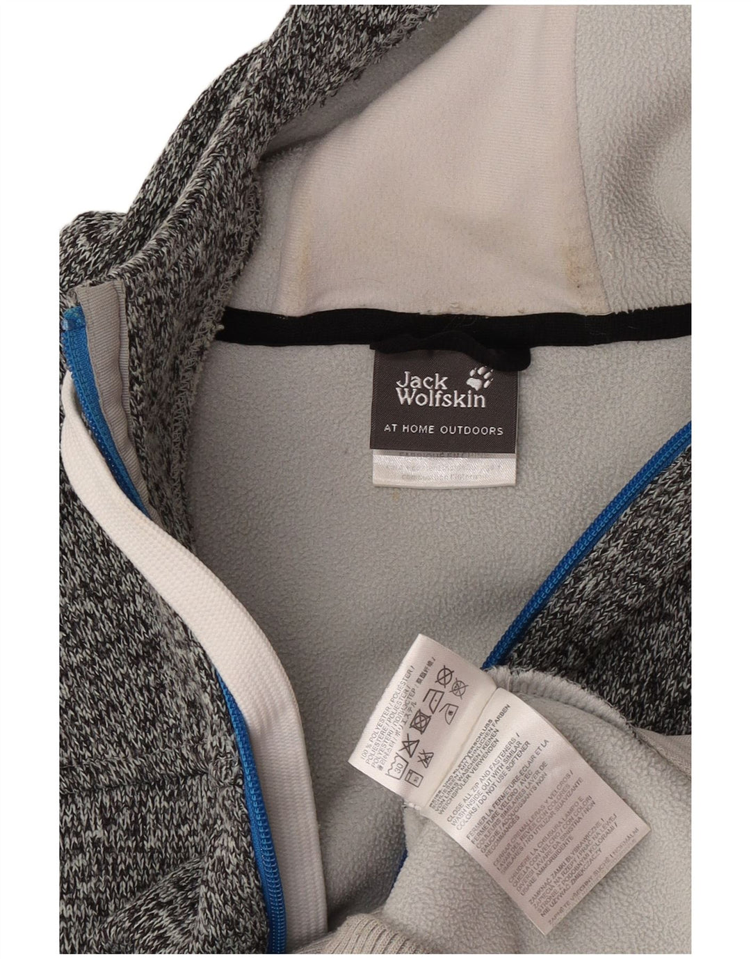 Męski sweter z kapturem i grafiką Jack Wolfskin, duży, szary, nakrapiany poliester