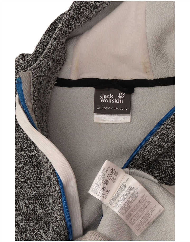 Męski sweter z kapturem i grafiką Jack Wolfskin, duży, szary, nakrapiany poliester
