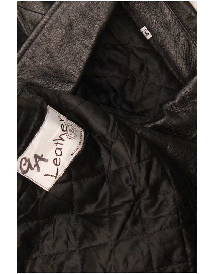 Vintage męska kurtka skórzana IT 54 2XL czarna skóra