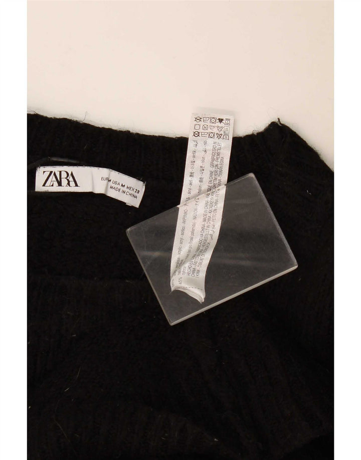 Damski sweter oversize z golfem Zara UK 14, średni czarny akryl