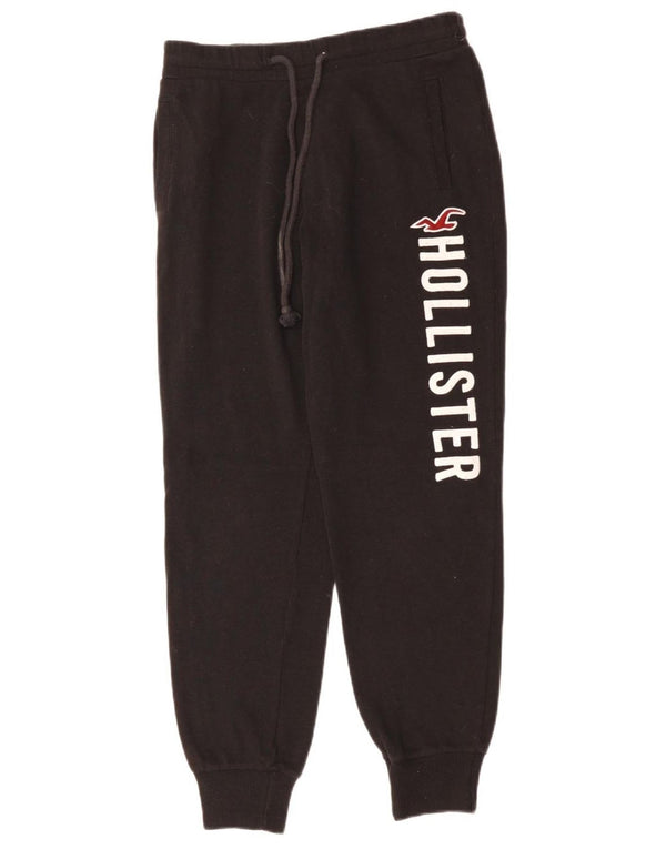 Damskie spodnie dresowe HOLLISTER Graphic Joggers UK 6 XS, czarne, bawełniane