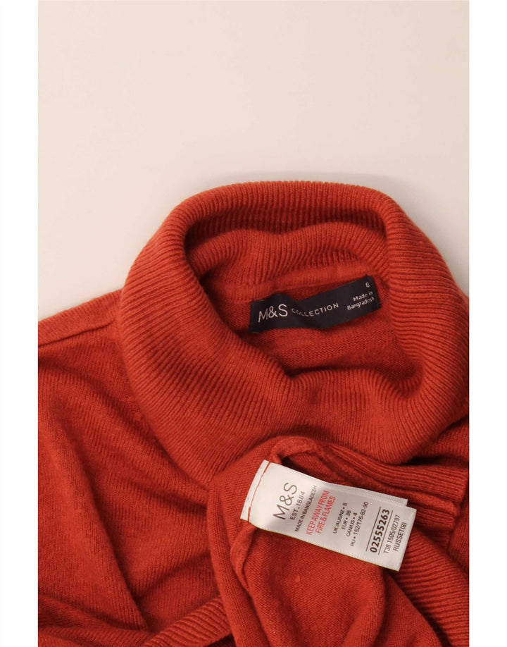 Marks & Spencer Damski sweter z golfem UK 8, mały, czerwony akryl
